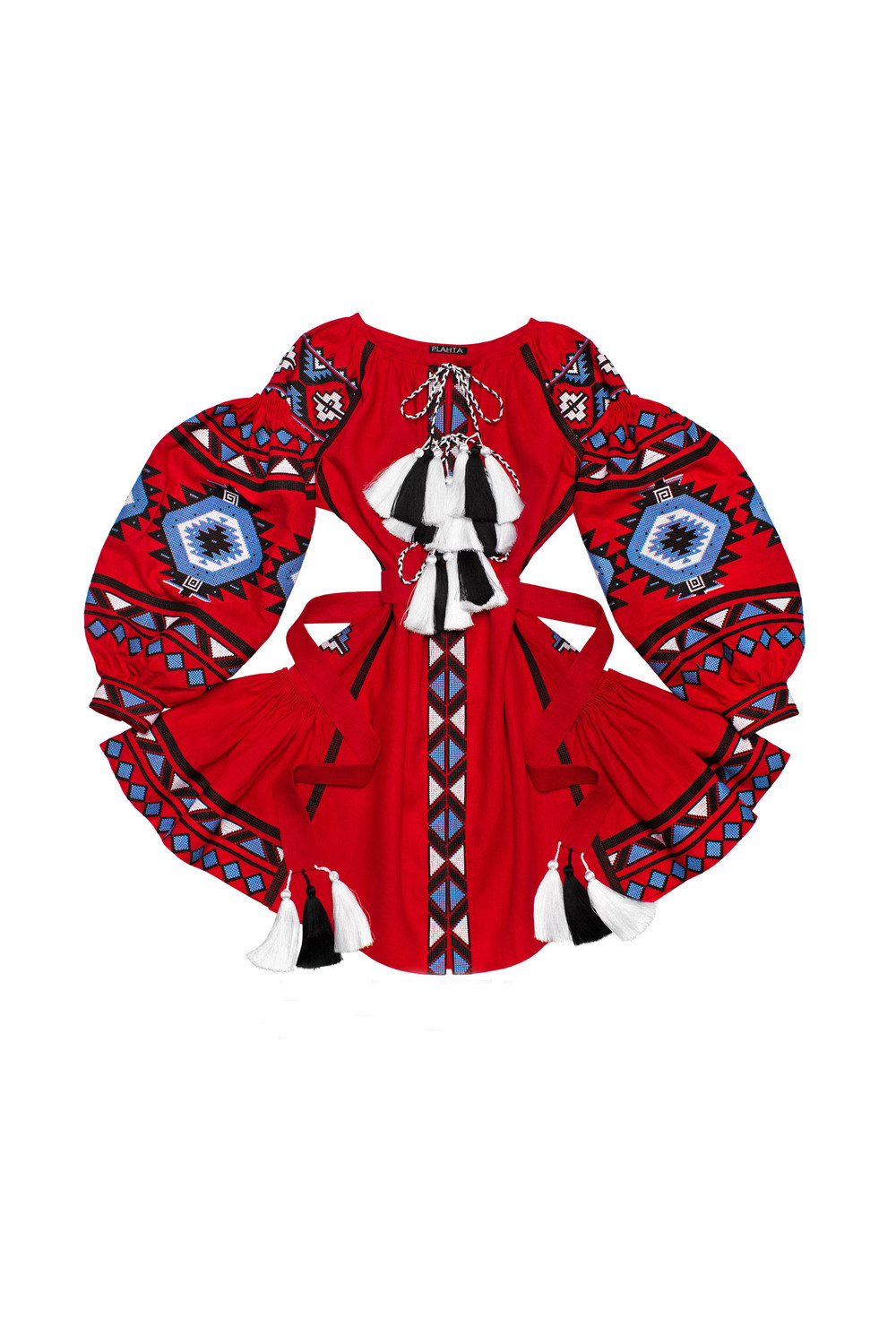 Buy Ethnic Folk Festival Linen Red Ukrainian Vyshyvanka dress, Boho Hippie Comfortable embroidered dress